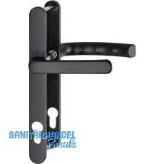 Dr�ckergarnitur LI�GE - Schmalschild 24 mm, Griff flach,67 - 72,schwarz matt