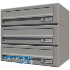 JU Hausbrieffachanlage 3-teilig, 375 x 330 x 280 mm, Stahl grau RAL 9007