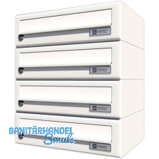 JU Hausbrieffachanlage 4-teilig, 375 x 440 x 280 mm, Stahl wei� RAL 9016