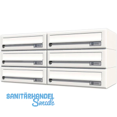 JU Hausbrieffachanlage 6-teilig, 750 x 330 x 280 mm, Stahl wei� RAL 9016