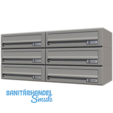 JU Hausbrieffachanlage 6-teilig, 750 x 330 x 280 mm, Stahl grau RAL 9007