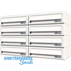 JU Hausbrieffachanlage 8-teilig, 750 x 440 x 280 mm, Stahl wei� RAL 9016