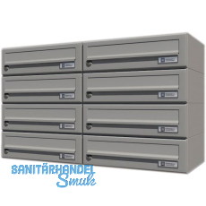 JU Hausbrieffachanlage 8-teilig, 750 x 440 x 280 mm, Stahl grau RAL 9007