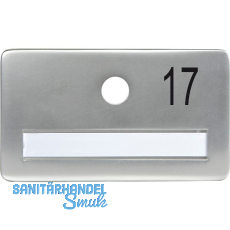 SOLIDO Namensschild ohne Spion, Bohrung � 14, Alu silber eloxiert, Gravur Nr. 17
