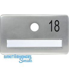 SOLIDO Namensschild ohne Spion, Bohrung � 14, Alu silber eloxiert, Gravur Nr. 18