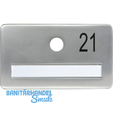 SOLIDO Namensschild ohne Spion, Bohrung � 14, Alu silber eloxiert, Gravur Nr. 21