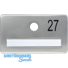SOLIDO Namensschild ohne Spion, Bohrung � 14, Alu silber eloxiert, Gravur Nr. 27
