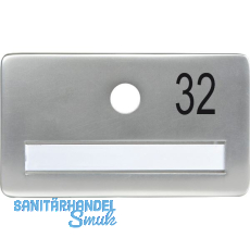 SOLIDO Namensschild ohne Spion, Bohrung � 14, Alu silber eloxiert, Gravur Nr. 32