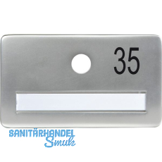 SOLIDO Namensschild ohne Spion, Bohrung � 14, Alu silber eloxiert, Gravur Nr. 35