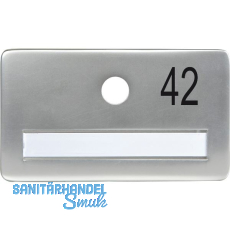 SOLIDO Namensschild ohne Spion, Bohrung � 14, Alu silber eloxiert, Gravur Nr. 42
