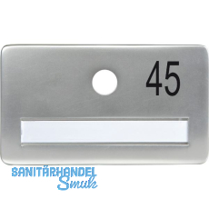 SOLIDO Namensschild ohne Spion, Bohrung � 14, Alu silber eloxiert, Gravur Nr. 45