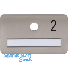SOLIDO Namensschild ohne Spion, Bohrung � 14, Edelstahl satiniert, Gravur Nr. 2