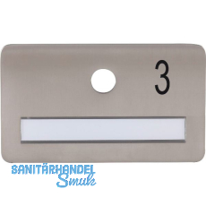 SOLIDO Namensschild ohne Spion, Bohrung � 14, Edelstahl satiniert, Gravur Nr. 3