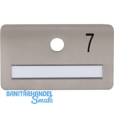 SOLIDO Namensschild ohne Spion, Bohrung � 14, Edelstahl satiniert, Gravur Nr. 7