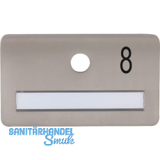 SOLIDO Namensschild ohne Spion, Bohrung � 14, Edelstahl satiniert, Gravur Nr. 8