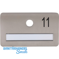 SOLIDO Namensschild ohne Spion, Bohrung � 14, Edelstahl satiniert, Gravur Nr. 11