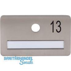 SOLIDO Namensschild ohne Spion, Bohrung � 14, Edelstahl satiniert, Gravur Nr. 13