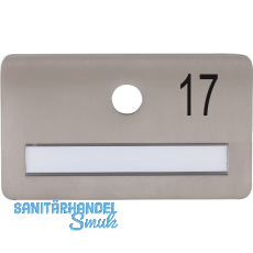 SOLIDO Namensschild ohne Spion, Bohrung � 14, Edelstahl satiniert, Gravur Nr. 17