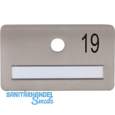 SOLIDO Namensschild ohne Spion, Bohrung � 14, Edelstahl satiniert, Gravur Nr. 19