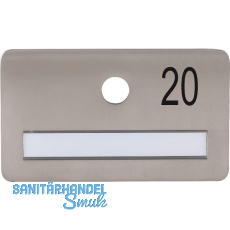 SOLIDO Namensschild ohne Spion, Bohrung � 14, Edelstahl satiniert, Gravur Nr. 20