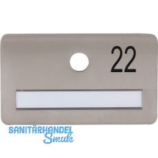 SOLIDO Namensschild ohne Spion, Bohrung � 14, Edelstahl satiniert, Gravur Nr. 22
