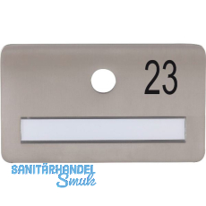 SOLIDO Namensschild ohne Spion, Bohrung � 14, Edelstahl satiniert, Gravur Nr. 23