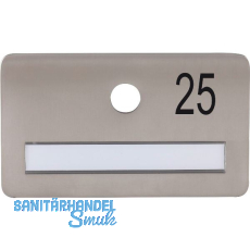 SOLIDO Namensschild ohne Spion, Bohrung � 14, Edelstahl satiniert, Gravur Nr. 25