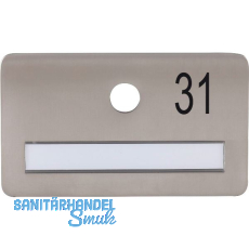 SOLIDO Namensschild ohne Spion, Bohrung � 14, Edelstahl satiniert, Gravur Nr. 31