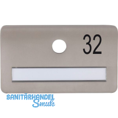 SOLIDO Namensschild ohne Spion, Bohrung � 14, Edelstahl satiniert, Gravur Nr. 32