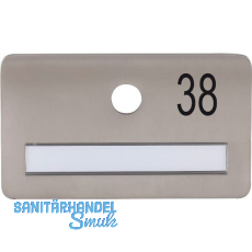 SOLIDO Namensschild ohne Spion, Bohrung � 14, Edelstahl satiniert, Gravur Nr. 38
