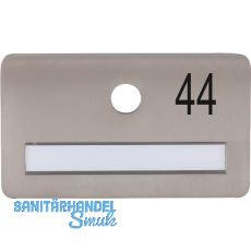 SOLIDO Namensschild ohne Spion, Bohrung � 14, Edelstahl satiniert, Gravur Nr. 44