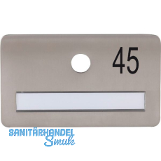 SOLIDO Namensschild ohne Spion, Bohrung � 14, Edelstahl satiniert, Gravur Nr. 45