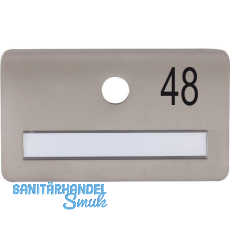 SOLIDO Namensschild ohne Spion, Bohrung � 14, Edelstahl satiniert, Gravur Nr. 48