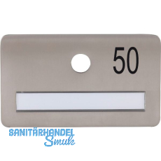 SOLIDO Namensschild ohne Spion, Bohrung � 14, Edelstahl satiniert, Gravur Nr. 50