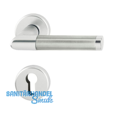 Drückergarnitur AMSTERDAM - auf Rosette PZ, 37 - 47, silber eloxiert/Edelstahl Drückergarnitur AMSTERDAM - auf Rosette PZ, 37 - 47, silber eloxiert/Edelstahl