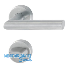 Drückergarnitur AMSTERDAM - auf Rosette WC, 40 - 45, Edelstahl matt Drückergarnitur AMSTERDAM - auf Rosette WC, 40 - 45, Edelstahl matt