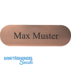 Namensschild oval mit Gravur, kupferfarbig