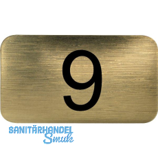Nummernschild selbstklebend, 35 x 20 mm, Type 9, Kunststoff gold metallic