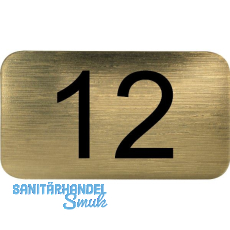 Nummernschild selbstklebend, 35 x 20 mm, Type 12, Kunststoff gold metallic
