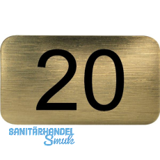 Nummernschild selbstklebend, 35 x 20 mm, Type 20, Kunststoff gold metallic
