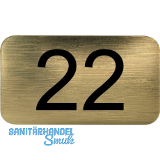 Nummernschild selbstklebend, 35 x 20 mm, Type 22, Kunststoff gold metallic