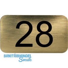 Nummernschild selbstklebend, 35 x 20 mm, Type 28, Kunststoff gold metallic