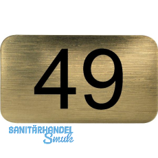 Nummernschild selbstklebend, 35 x 20 mm, Type 49, Kunststoff gold metallic