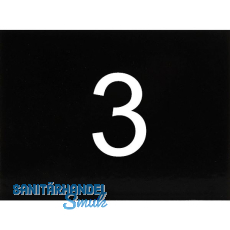 Nummernschild selbstklebend, 40 x 30 mm, Type 3, Kunststoff schwarz gl�nzend