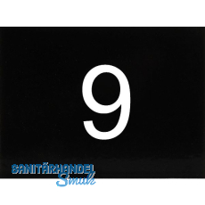 Nummernschild selbstklebend, 40 x 30 mm, Type 9, Kunststoff schwarz gl�nzend