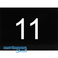 Nummernschild selbstklebend, 40 x 30 mm, Type 11, Kunststoff schwarz gl�nzend