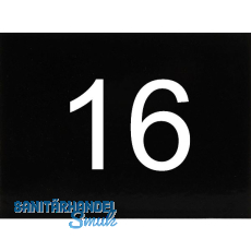 Nummernschild selbstklebend, 40 x 30 mm, Type 16, Kunststoff schwarz gl�nzend