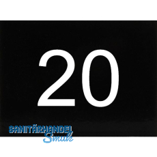 Nummernschild selbstklebend, 40 x 30 mm, Type 20, Kunststoff schwarz gl�nzend