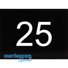 Nummernschild selbstklebend, 40 x 30 mm, Type 25, Kunststoff schwarz gl�nzend