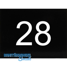 Nummernschild selbstklebend, 40 x 30 mm, Type 28, Kunststoff schwarz gl�nzend